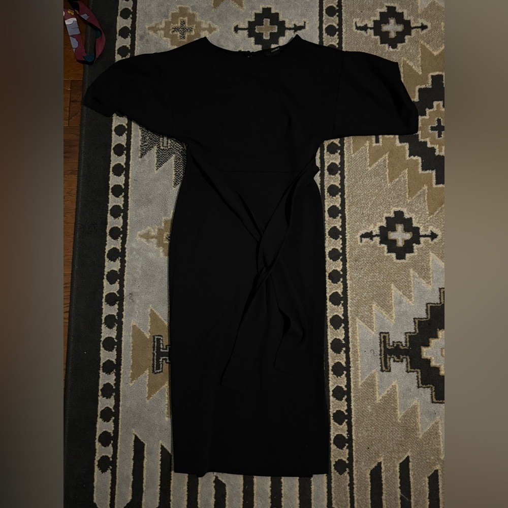 Black Dress with tie waist and slit in back